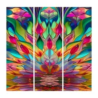 Colorful Abstract Stained Glass Triptych