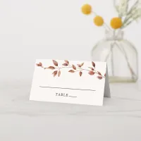 Modern Minimal Fall Leaves Autumn Wedding Place Card