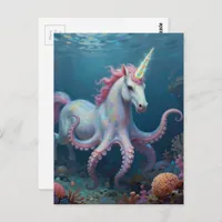 Beautiful Fantasy Unicorn Octopus Postcard