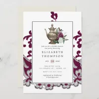 Vintage Shabby-Chic Bridal Shower Tea Party Invitation