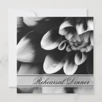 Black and White Dahlia Flower Rehearsal Dinner Invitation