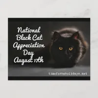 National Black Cat Day Holidays Postcard