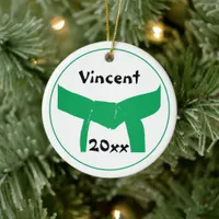 Martial Arts Green Belt Rank Ceramic Ornament