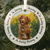 In Loving Memory Modern Dog Photo Pet Memorial Glass Ornament