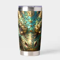 A Turquoise and Gold Dragon Mystical Insulated Tumbler