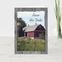 Red Barn and Silo Country Wedding Save the Date Announcement