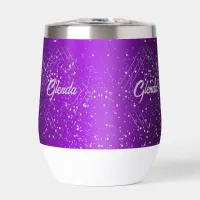 Modern Purple Brushed Metal with Silver Monogram | Thermal Wine Tumbler