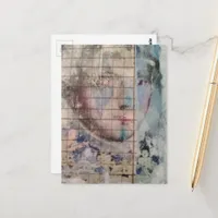 abstract person face mixed media Collage Postcard