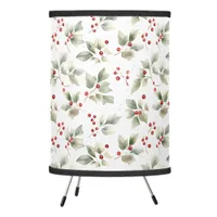 Holly and Berries Watercolor Tripod Lamp
