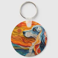 Colorful Afghan Hound Dog Portrait Keychain