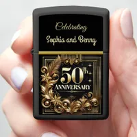 Elegant Golden 50th Celebration Design Zippo Lighter