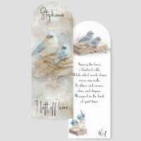 Adorable Bluebirds and Books Illustration Bookmarks