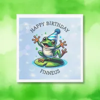 Funny Dancing Frog Personalized Birthday  Napkins