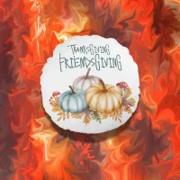 Thanksgiving Friendsgiving Colorful on White | Round Pillow