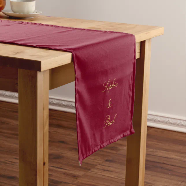 Burgundy Golden Beige Wedding Table Runner