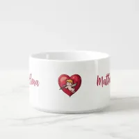 Cupid on Red Heart Bowl