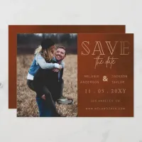 Rust Stylish Handwritten Photo Save the Date