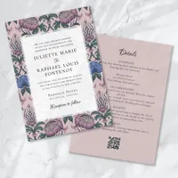 Pink Rococo Baroque Floral All in One Wedding Invitation