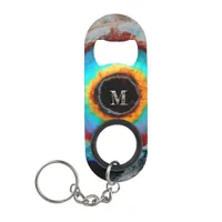 Ethereal Cosmic Eye Monogram Vibrant Abstract Art Keychain Bottle Opener