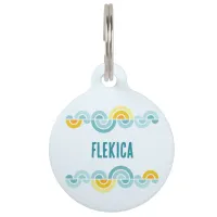 Abstract sun and clouds curved pattern pet ID tag