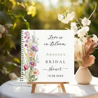 Guest book Love in bloom pink purple Bridal Shower