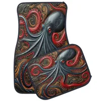 Octopus Elegance: Vibrant Design Car Floor Mat