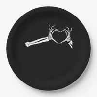 Funny Skeleton Heart Hands. Halloween Costume Skel Paper Plates