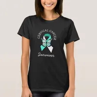 Cervical Cancer Survivor  Awareness Ribbon Teal  T T-Shirt
