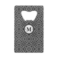 Geometric Pattern Monogram Black and White ID149 Credit Card Bottle Opener