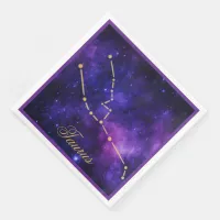 Gold Taurus Constellation on Dark Galaxy | Paper Dinner Napkins