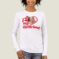 I Love My Girlfriend Custom White Tri-Blend Shirt