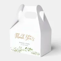 Gold Greenery Watercolor Thank You Favor Box