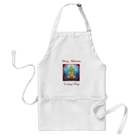 Cute Colorful Stained Glass Christmas Tree Adult Apron