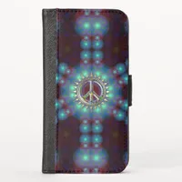 LumiBlue Groovy Peace Sign iPhone X Wallet Case