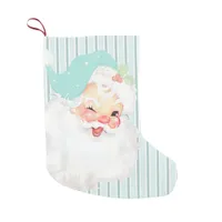 Vintage Aqua Blue Santa Wink Christmas Stocking