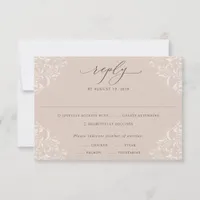 Elegant Beige Taupe Classic Neutral Wedding RSVP Card