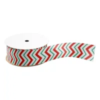 Christmas Chic Red, Green, & White Zig-Zag Stripe Grosgrain Ribbon