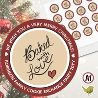 Christmas Cookie Exchange Baked with Love Editable Classic Round Sticker
