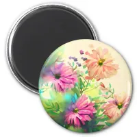 Pink and Coral Vintage Flowers  Magnet