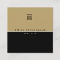 Minimalist Black and Gold Typography/Your logo Square Business Card