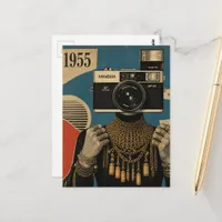 Surreal Abstract Person with a Retro Camera Head Postcard