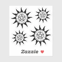 Wicca Sun Symbol with Pentagram and Runes Sticker