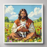 Jesus holding a Lamb | Religious Christian Peel And Stick Photo Tile
