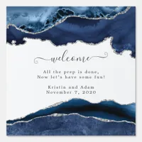 Navy and Silver Agate Wedding Welcome Sign