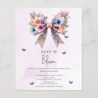 Budget Baby in Bloom Bow Girl Baby Shower Invite