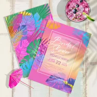 Colorful Tropical Leave Sunset Bridal Shower ID575 Invitation