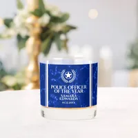 Elegant Police Officer of the Year Blue Marble Whiskey Glass
