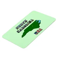 North Carolina Map Outline, Photo & US Flag Text  Magnet