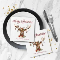 Cute Rustic Christmas Reindeer Ornaments Napkins