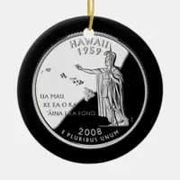 Faux Hawaii State Quarter Ceramic Ornament